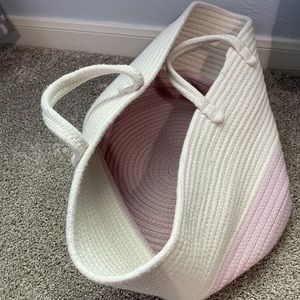 Cream & pink woven basket